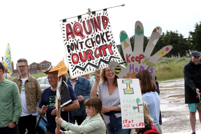 The Let's Stop Aquind walking protest against Aquind pictured starting at the Fort Cumberland car park in Eastney.
Pictured is general views of the event taking place.
Picture: Sam Stephenson
