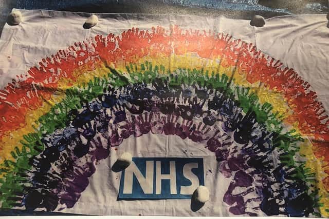 Solent NHS staff from Battenburg Children and Families Centre have asked for children to send in rainbow images so they can fill the windows with colourful pictures. Pictured: A rainbow sent in by Newbridge Junior and Penhale Infant Schools