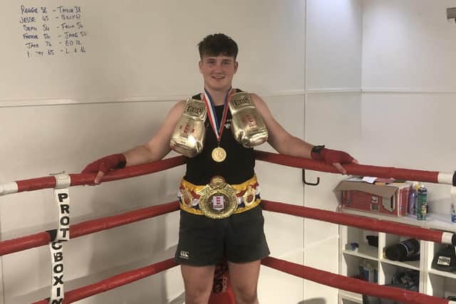 Three-time national champion Panthers Gym member Conor McCormack with his two junior and schoolboy championship honours