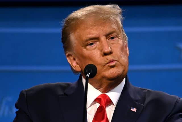 Donald Trump during the final presidential debate in Nashville, Tennessee, last week. Picture: Jim Watson/AFP via Getty Images.