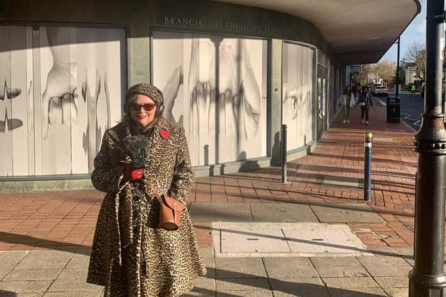 Professor Deborah Sug Ryan outside of the Knight and Lee building on Palmerstone Road.