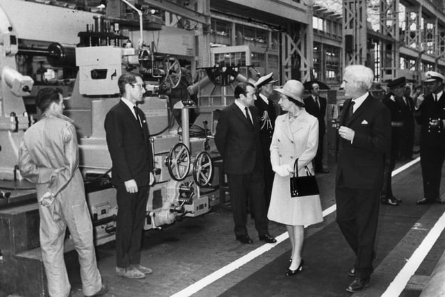 The Queen touring the factory in Portsmouth Dockyard on the 27th July 1973.
Picture: The News Portsmouth 7964-10