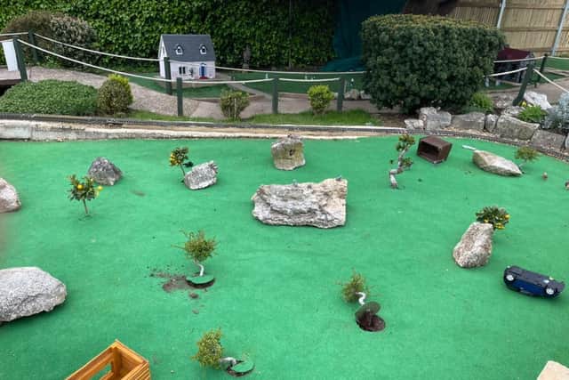 Damage at Southsea Model Village done at around 5am on May 23 2021. Picture: Southsea Model Village