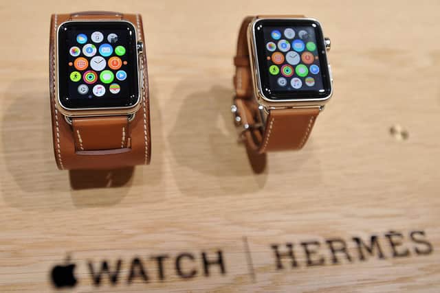 Apple watches and iPhones can now be used for fare transactions on First Solent buses.

Photo by JOSH EDELSON/AFP via Getty Images)
