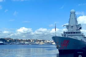 HMS Dragon pictured, right, with the rest of the task force in the French port of Brest. Photo: Royal Navy