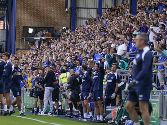 The Pompey fans make their presence felt against Luton.