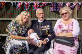 Pictured:  Reginald Plowman with his daughters, Jeannette Warner 61 and Evie miller 71 with great grandchild, Michael Warner, 8 weeks old.

Picture: Habibur Rahman