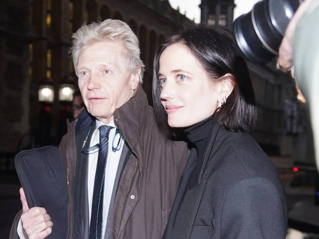 Eva Green (right) leaves the Rolls Building, London, during her High Court legal action over payment for a shuttered film project. Yui Mok/PA Wire