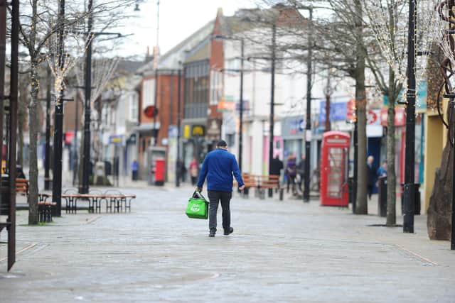 Fareham town centre on Boxing Day as parts of Hampshire started their first day in tier four. Picture: Sarah Standing (261220-9963)