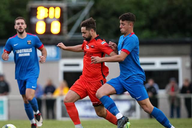 AFC Portchester's George Barker had a shot brilliantly saved in the Hamworthy defeat. Picture: Chris Moorhouse (jpns 170821-07)