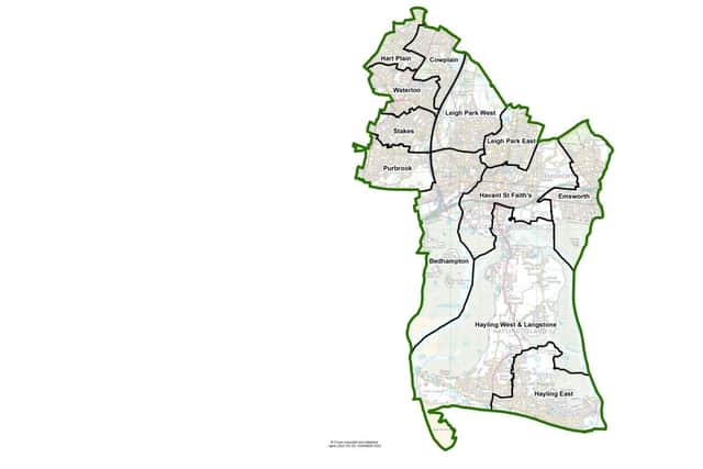 The proposed new ward boundaries in Havant. Picture: Local Government Boundary Commission