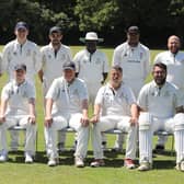 Rowner 1sts line up before  their Hampshire League derby with Rowner 2nds.  Desron Spring, who went on to hammer 165, is third from right in the back row.
Picture: Sam Stephenson.