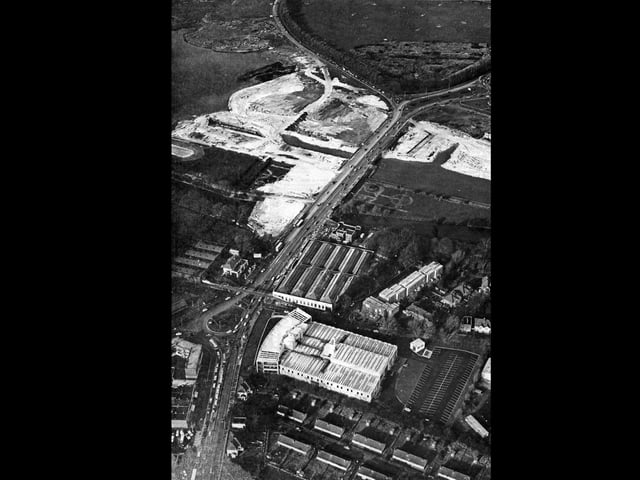 The newly-built News Centre at Hilsea in 1969 with work beginning on what would become Portsbridge roundabout - with no trace of the A27 or M27 in sight