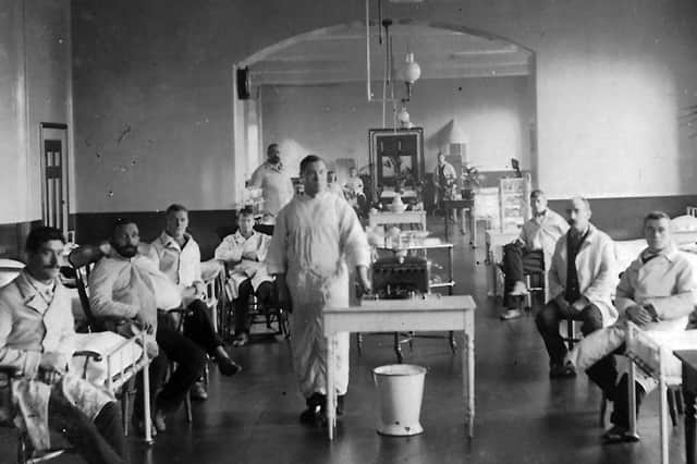 Sailors recovering in the surgical ward of the Haslar Royal Hospital, Gosport. Picture: Barry Cox postcard collection.