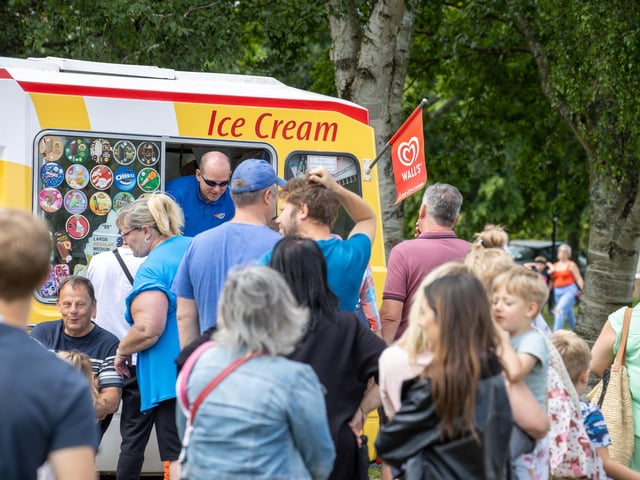Long queues formed for ice-creams on what was a hot day