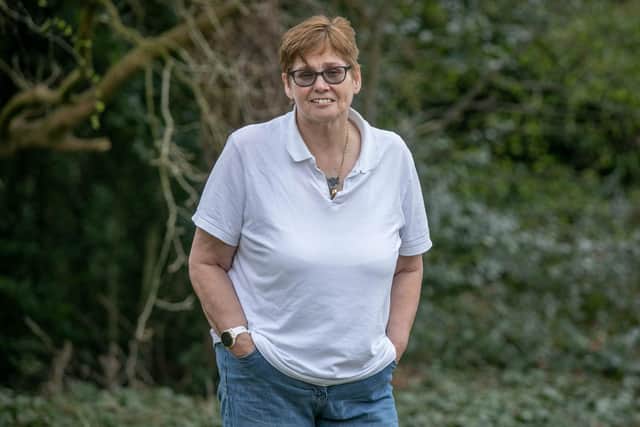 In 2011 Suzanne Bell suffered a sudden cardiac arrest after an accident in Hilsea. She was dead for 15 minutes but a Spanish doctor who was visiting Portsmouth gave her CPR at the side of the road and saved her life. Suzanne wants to thank her rescuer
Pictured: Suzanne Bell at her home in Bordon on Tuesday 12th April 2022
Picture: Habibur Rahman