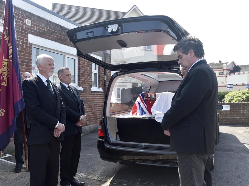 The funeral of veteran Reginald Plowman took place at The Salvation Army Church in The Crossways, Gosport, on Thursday, May 9, 2024.Picture: Sarah Standing (090524-1992)