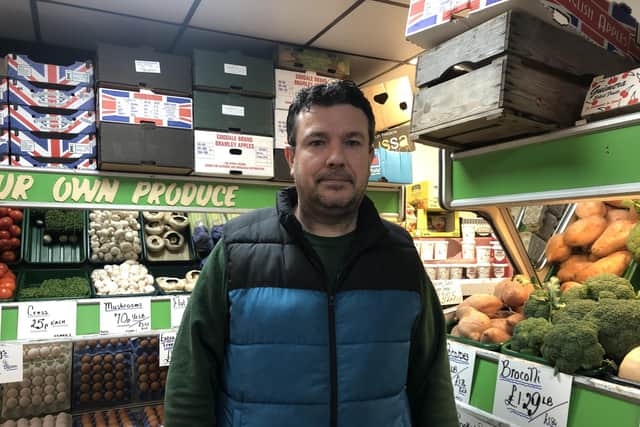 Andy Price, owner of Waterlooville Fruiterers in Wellington Way.