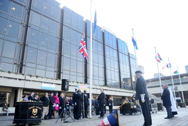 raised to mark Commonwealth Day, outside the Portsmouth Civic Offices in Guildhall Square.

Picture: Sarah Standing (090320-6644)