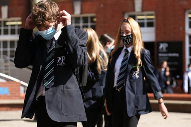 Pupils move around the school in their year group in Priory School, Southsea. Picture: Chris Moorhouse   (090920-19)