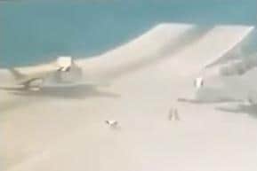 Video footage showing an F-35 crashing after taking off from HMS Queen Elizabeth. Image: @sebh1981
