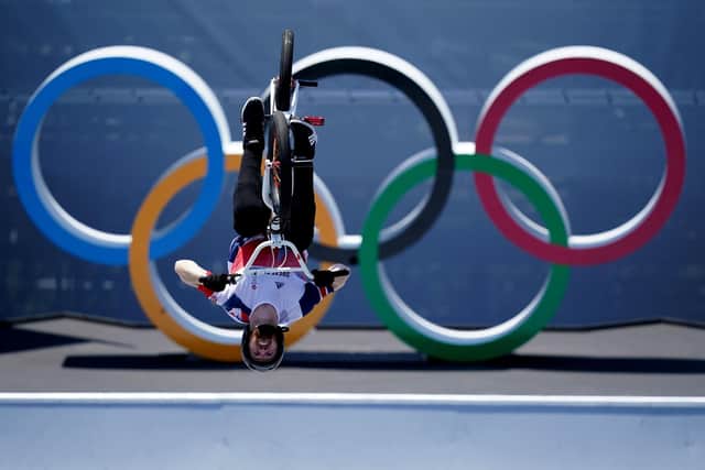 Declan Brooks during the Men's Cycling BMX Freestyle Final at the  Ariake Urban Sports Park. Picture: Mike Egerton/PA Wire.