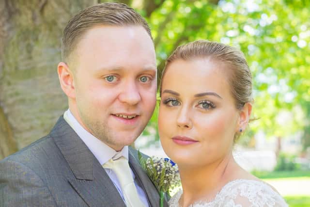 The happy couple on their wedding day. Picture: Carla Mortimer Photography.