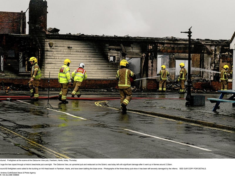 Firefighters at the scene at the Osborne View pub.