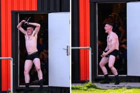 A Clanfield player celebrates  his side's victory at Colden Common. Pictures by Richard Murray
