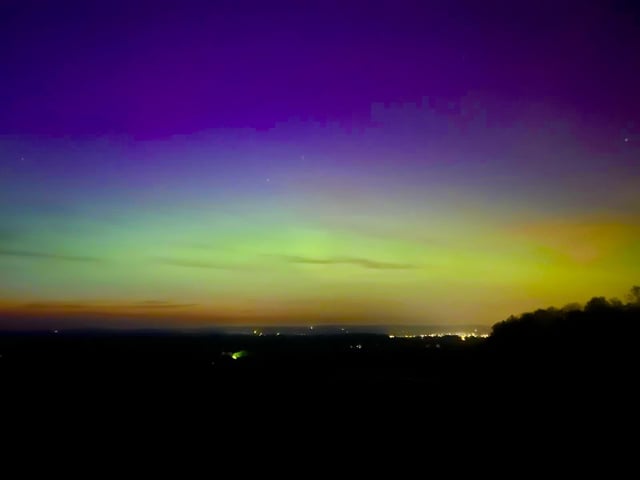 The Northern Lights seen over Portsmouth at Portsdown Hill.