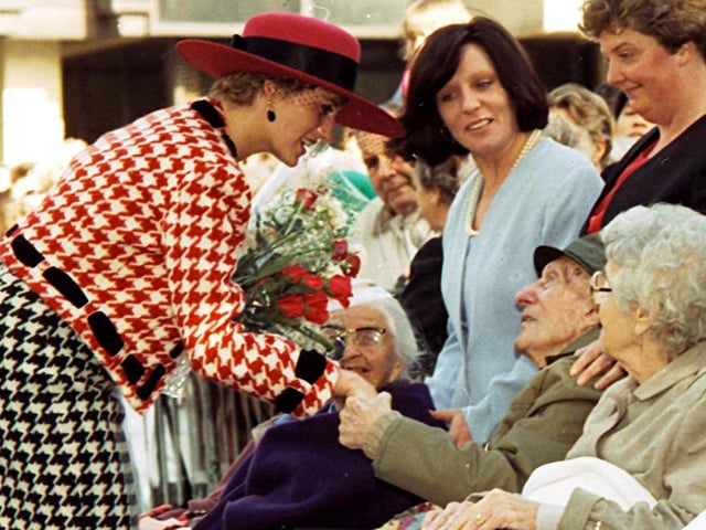 1992 Princess Diana stops to talk to people in Guildhall Square Portsmouth. Picture: Ian Hargreaves 3794-8