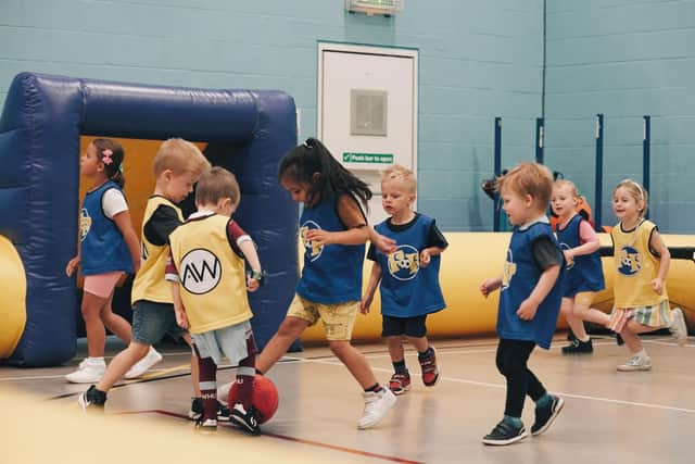 Children learning at another branch of the Football Fun Factory.