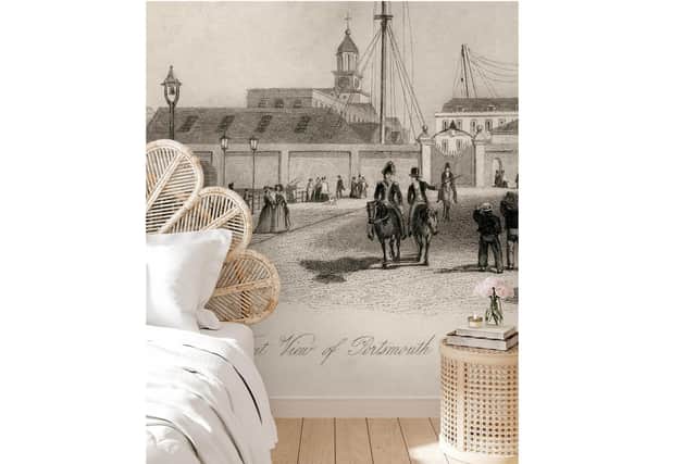 The Portsmouth Docks wallpaper design.