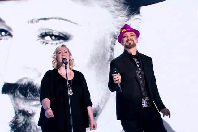 Amba with Boy George on tour.