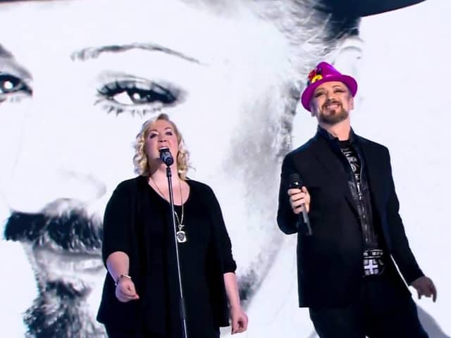 Amba with Boy George on tour.