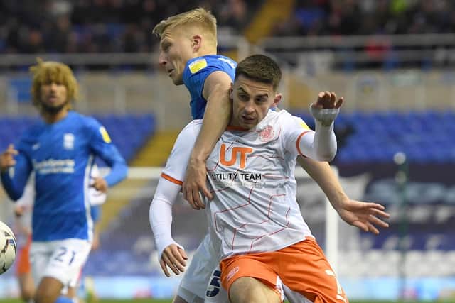 Owen Dale in Championship action for Blackpool against Birmingham last season Picture: Tony Marshall/Getty Images