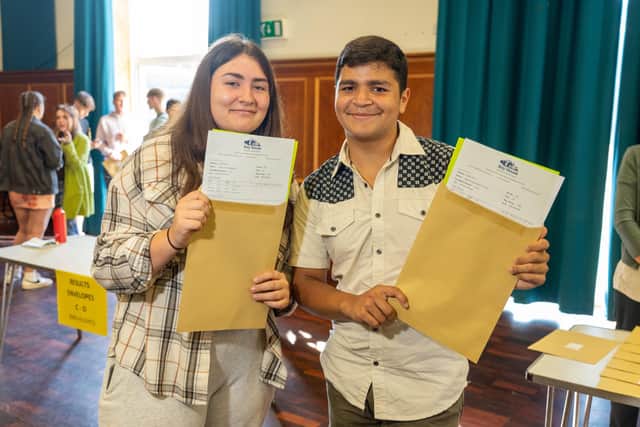 Emilly Hayward and Migue Perez at Bay House Sixth Form 10 Aug 21. Photo by Mathew Clark