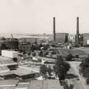 The 300ft chimneys that once delivered steam from the power station over the city. The former Portsmouth power station from Cambridge Road.