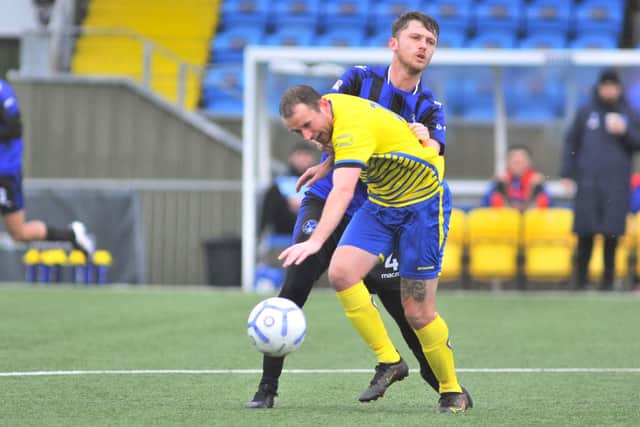 Clanfield (blue/black) v Locks Heath. Picture: Martyn White
