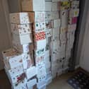 A few of the boxes collected from local schools