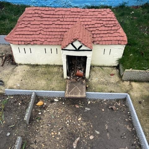 Southsea Model Village vandalism Damage caused by vandals at Southsea Model Village.