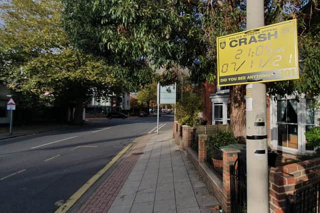 A crash happened in Kingston Crescent, North End, at 9pm on November 7 2021. Picture: Habibur Rahman