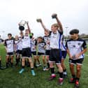 Fleur de Lys Nelson celebrate their win in the U18 Challenge Cup Final. Picture: Chris Moorhouse