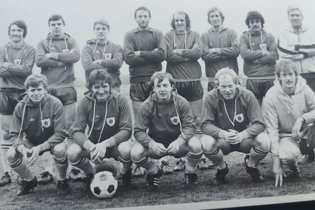 Horndean, March 1984. Back (from left): John Williams, Keith Dulake, Phil Ray, Tony Milne, Paul Sexton, Bob Berry, Graham Magri, Mike Oliver (trainer). Front: Shaun Malcolm, Bob Musselwhite, Paul Wilkinson, Sandy Baird, Steve Berry.