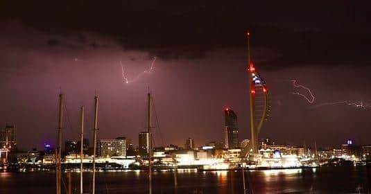 Thunder and lightning rocked Portsmouth last night - and meteorologists say more could be on the way. Picture: Andrew Thomas