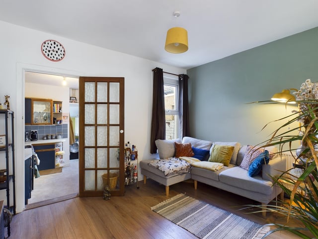 The two bedroom house has a spacious living area.