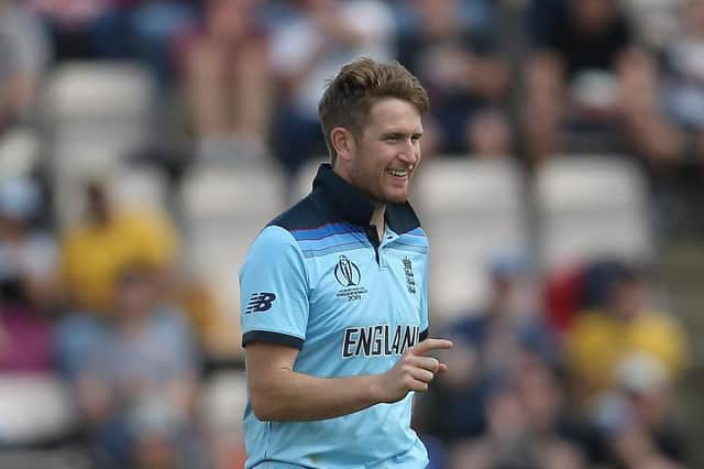 Liam Dawson pictured playing for England in an ODI. Photo by Steve Bardens/Getty Images.