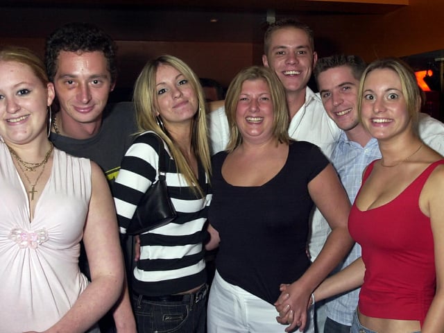 Clubbers enjoying a night out at Bar Bluu in Southsea in the 00s