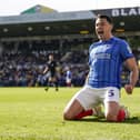 Regan Poole celebrates scoring Pompey's fifth in their 5-3 at Norwich. Picture: Jason Brown/ProSportsImages
