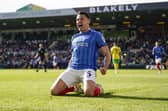 Regan Poole celebrates scoring Pompey's fifth in their 5-3 at Norwich. Picture: Jason Brown/ProSportsImages